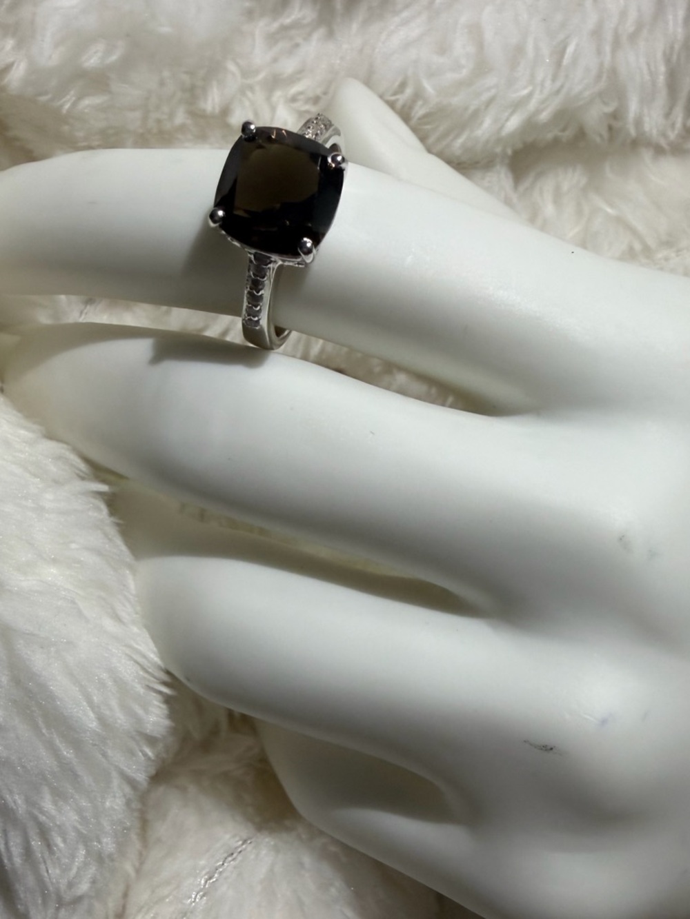 Smokey Quartz Ring Sterling Silver Natural Stone Size 9